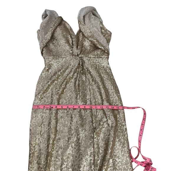 Revelry Gwen Sequin Gown Dress Champagne Gold 202 Size 10 Bridesmaid Elegant - Picture 15 of 16